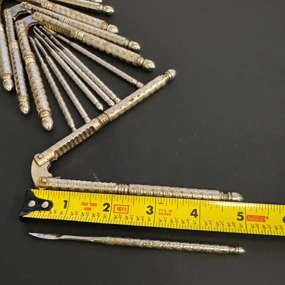 Vintage Brass Nutcracker & Pick Set 14 Pieces, Seafood & Nut Tools, Set for 7